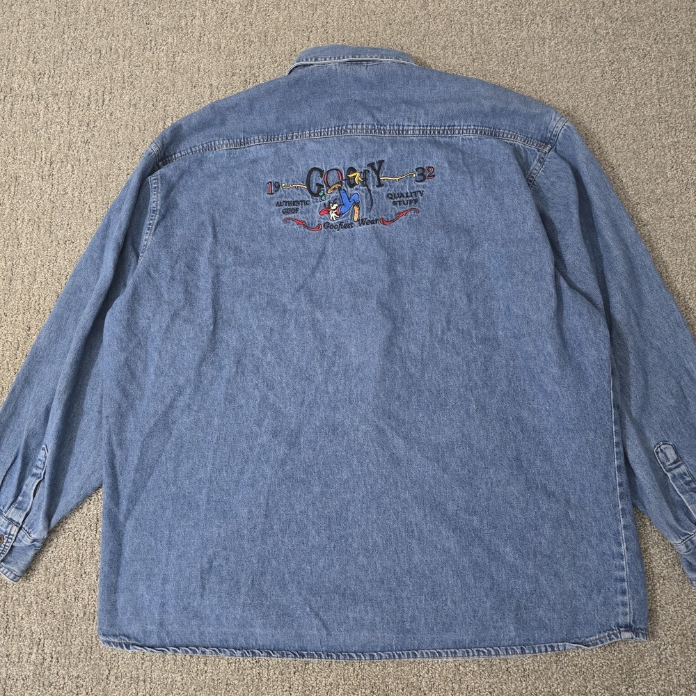 Vintage Disney Mickey & Co Denim Shirt Goofy Embroidered Button Down XL